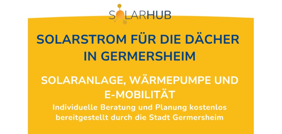 Flyer für die Kooperation der Firma SolarHub mit der Stadt Germersheim zur kostenlosen Solarberatung.