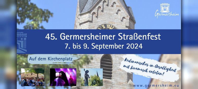 45. Germersheimer Straßenfest vom 07.09. bis 09.09.2024 - weitere Informationen zum Festprogramm folgen in Kürze.
