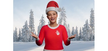 Avatar Livian in Weihnachtsoutfit mit Nikolausmütze